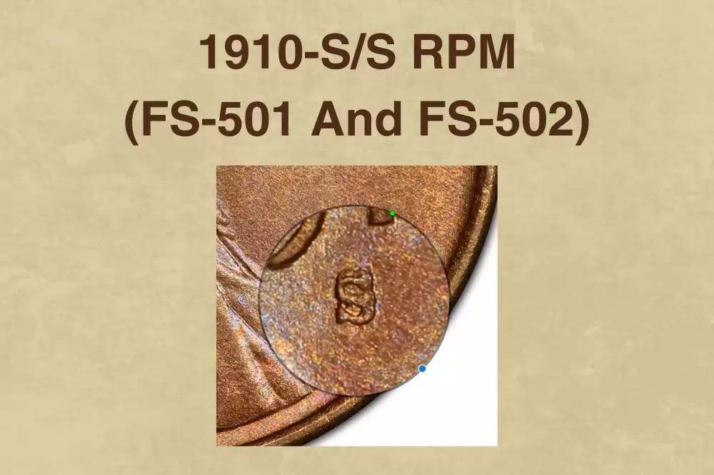 Side-by-side comparison of normal 1910-S mint mark versus RPM FS-502 doubled S error variety